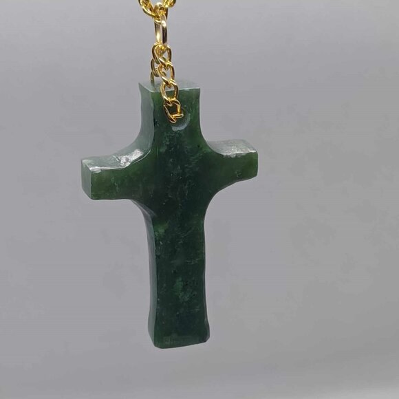 BC Nephrite Jade Cross Chain (Grade-A) - Picture 2 of 2
